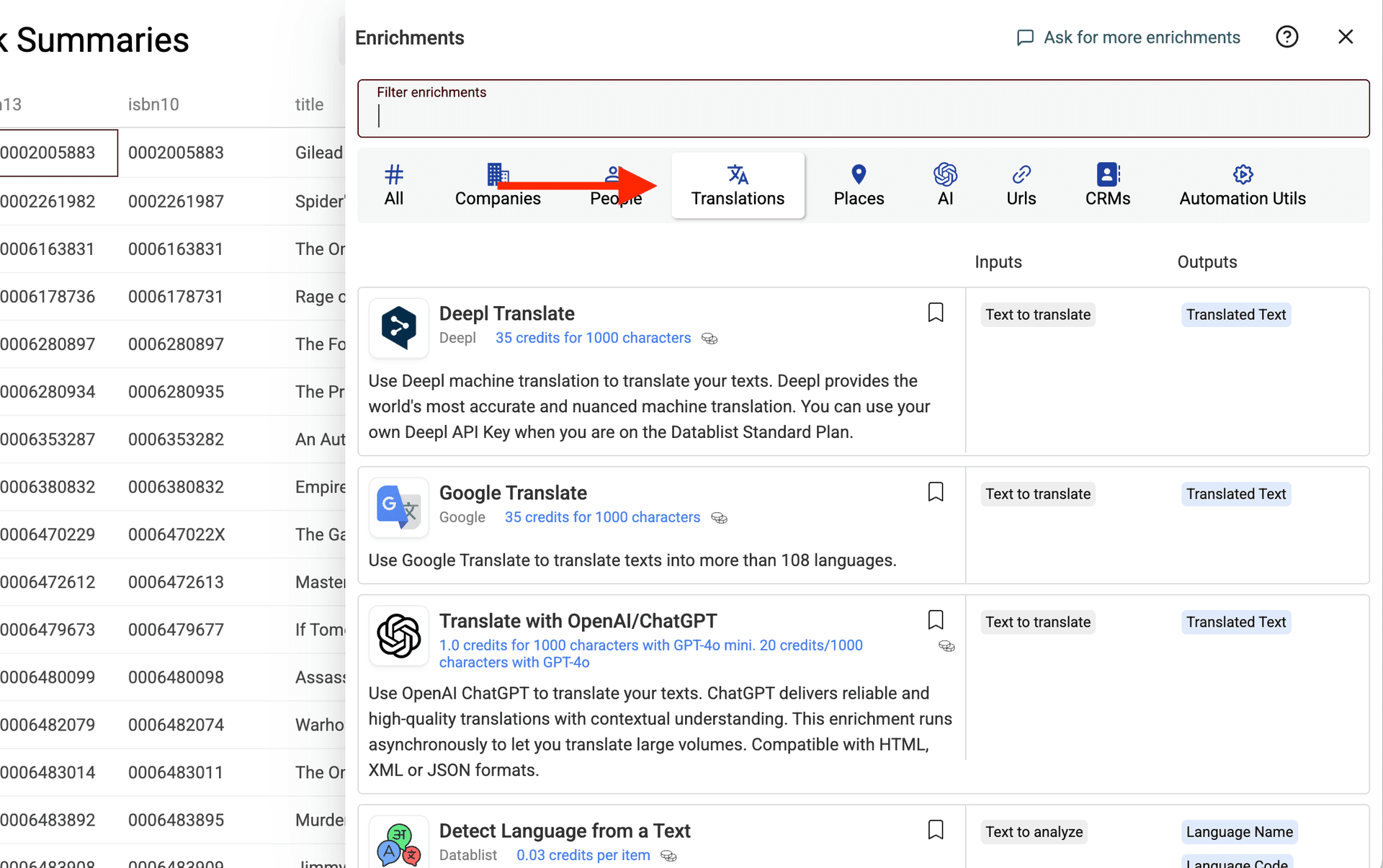 Select Google Translate Enrichment