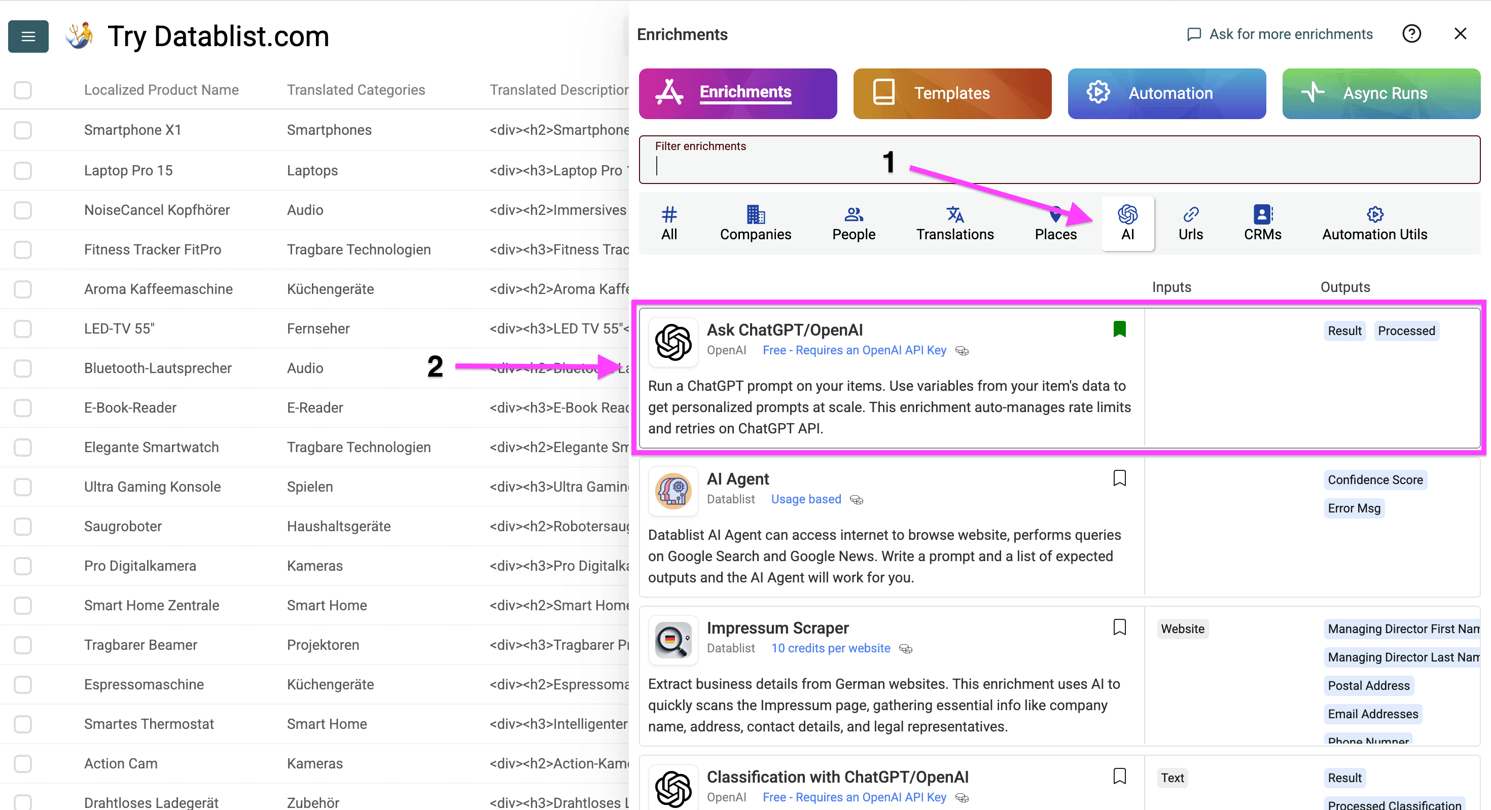 Datablist’s AI integration
