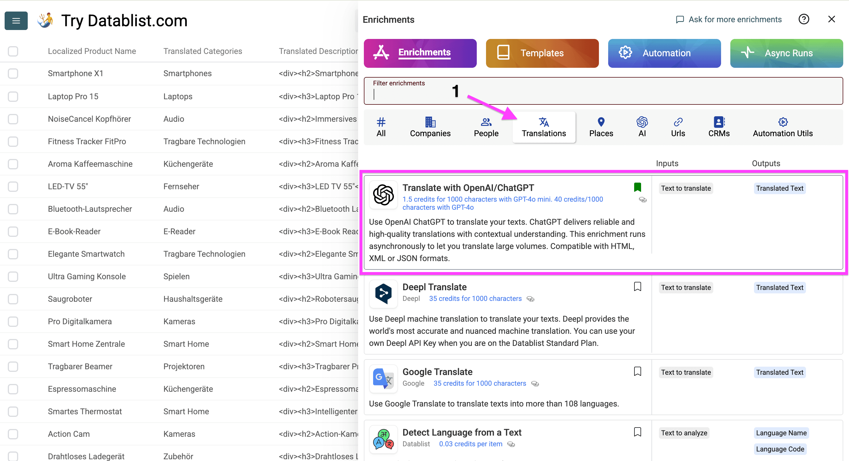 Datablist’s translation integrations