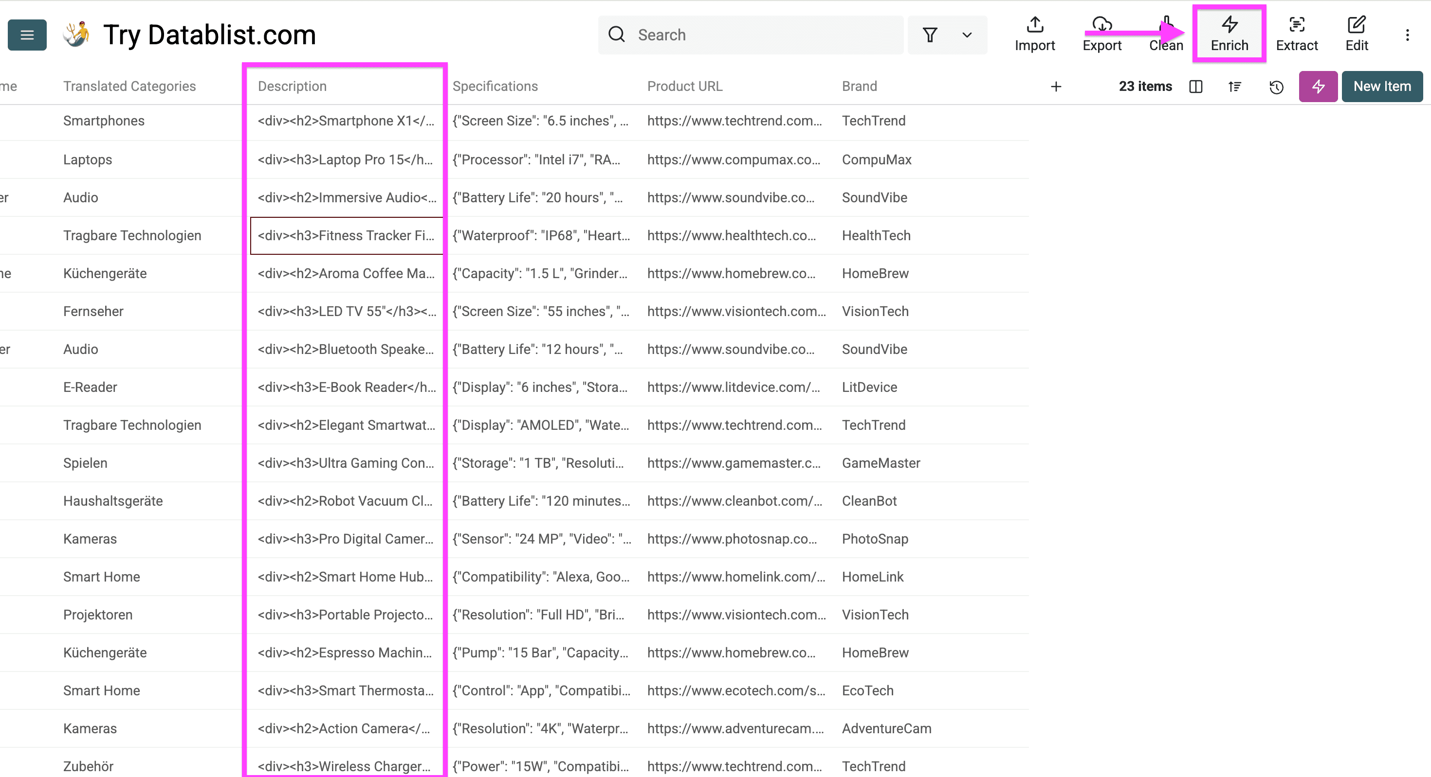 Translating product descriptions in HTML works only with an AI translator