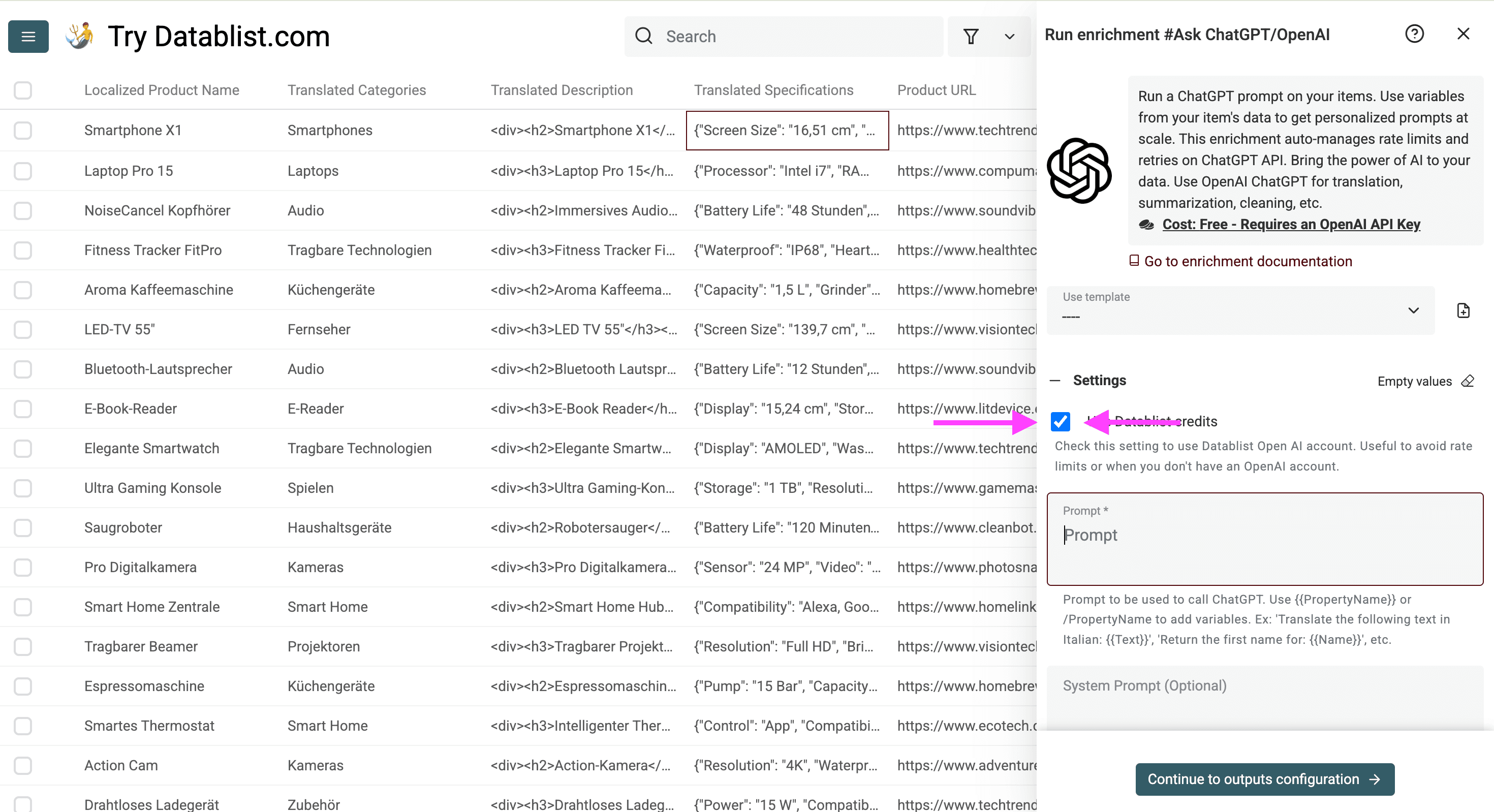 Using the Datablist provided API key is the fastest way