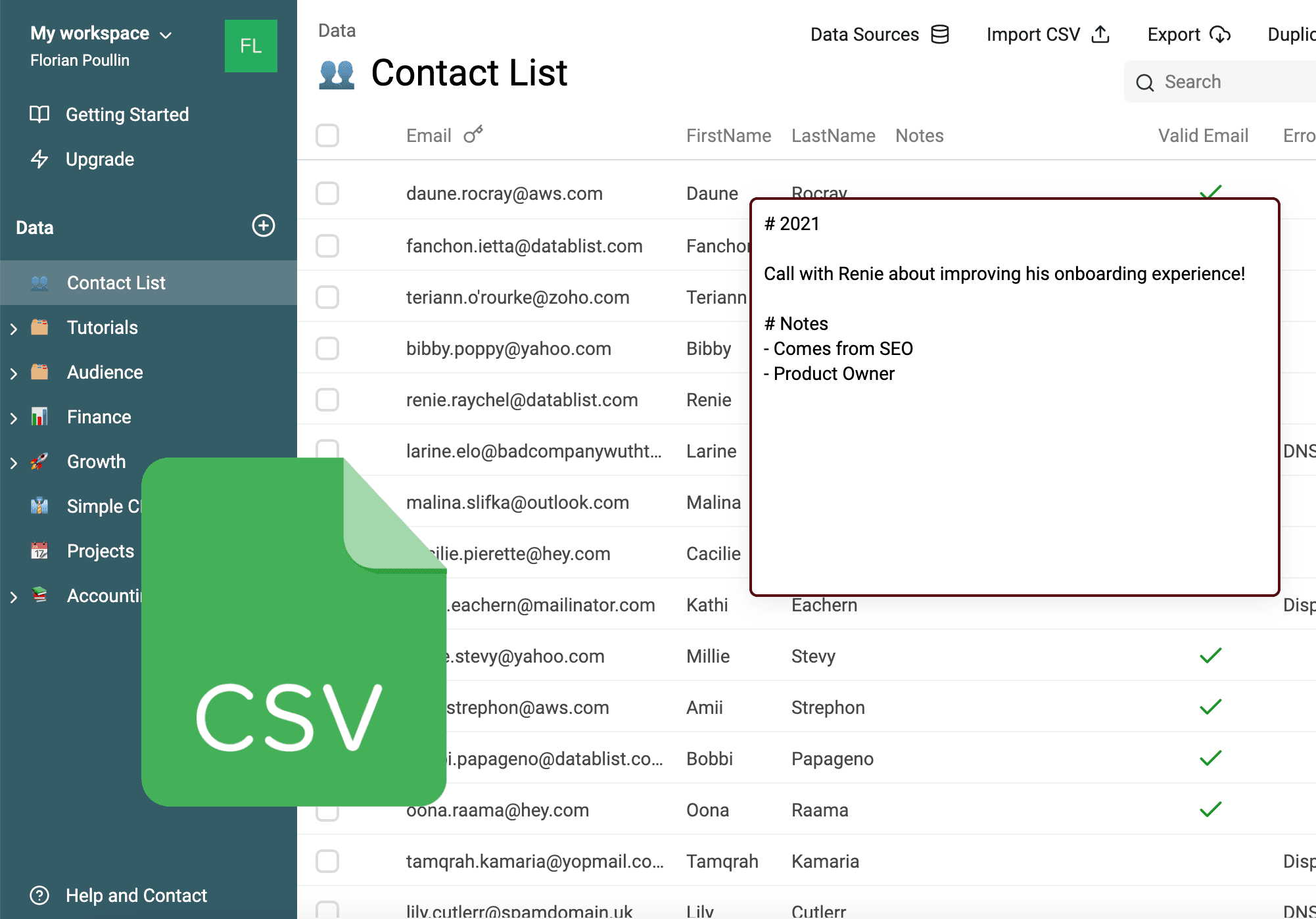 Datablist Product screenshot