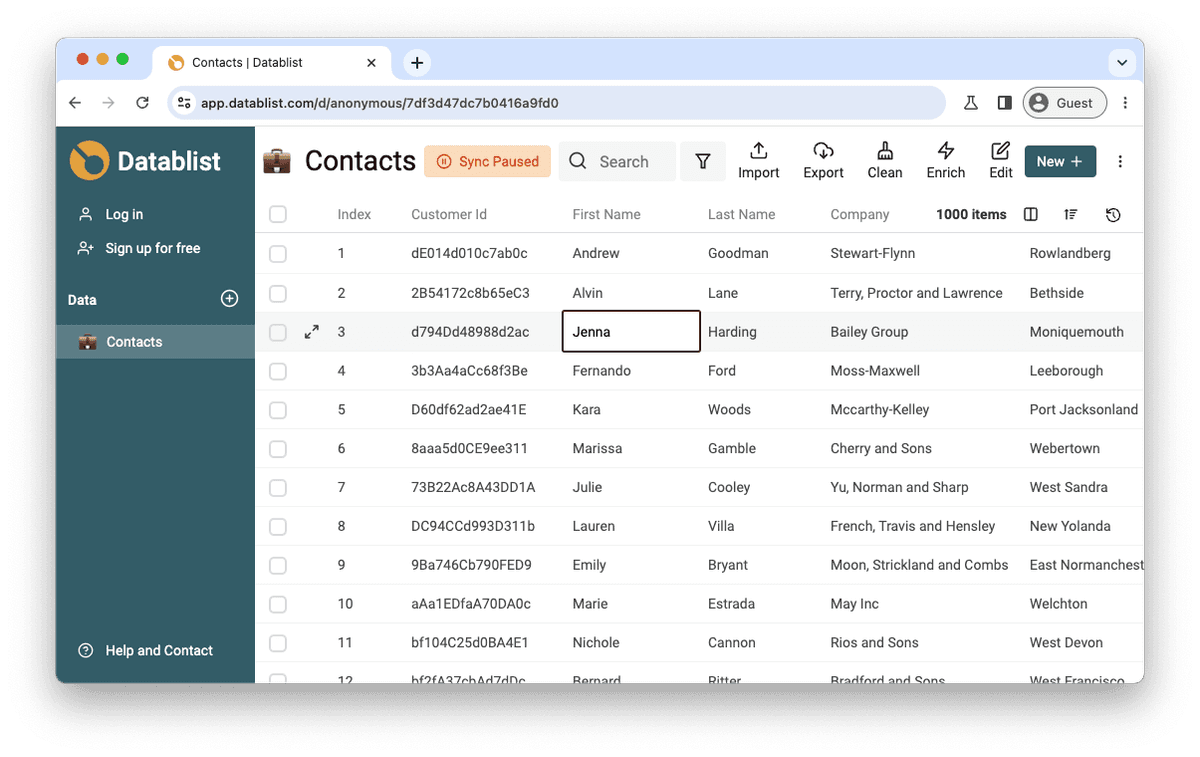 Datablist Product screenshot
