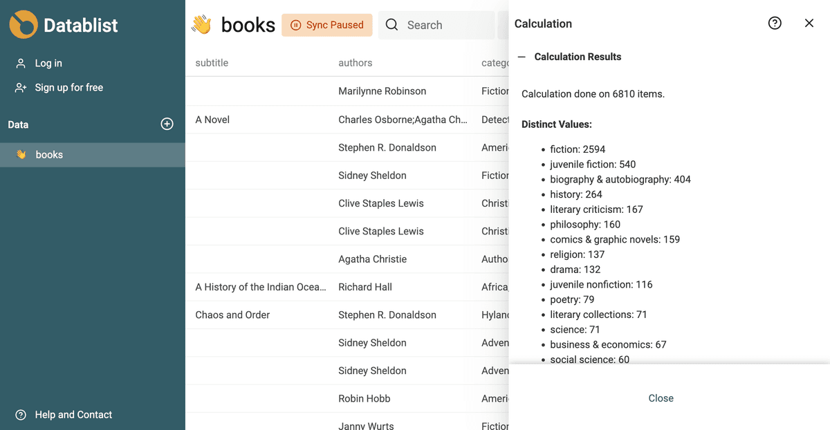 Distinct Value Results