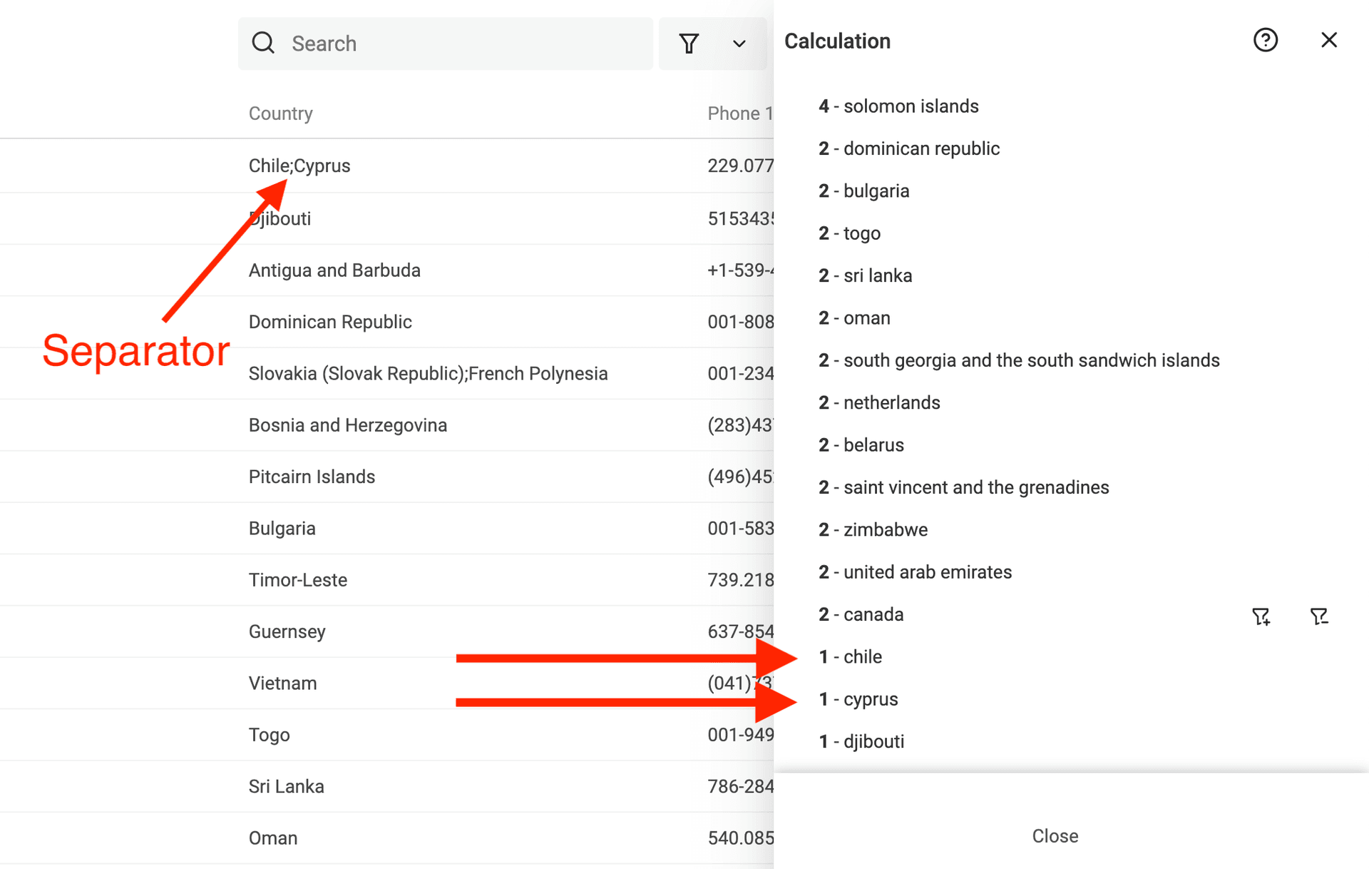 Count Distinct words with separator
