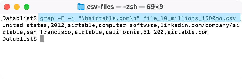 Search CSV for a single keyword with word boundary