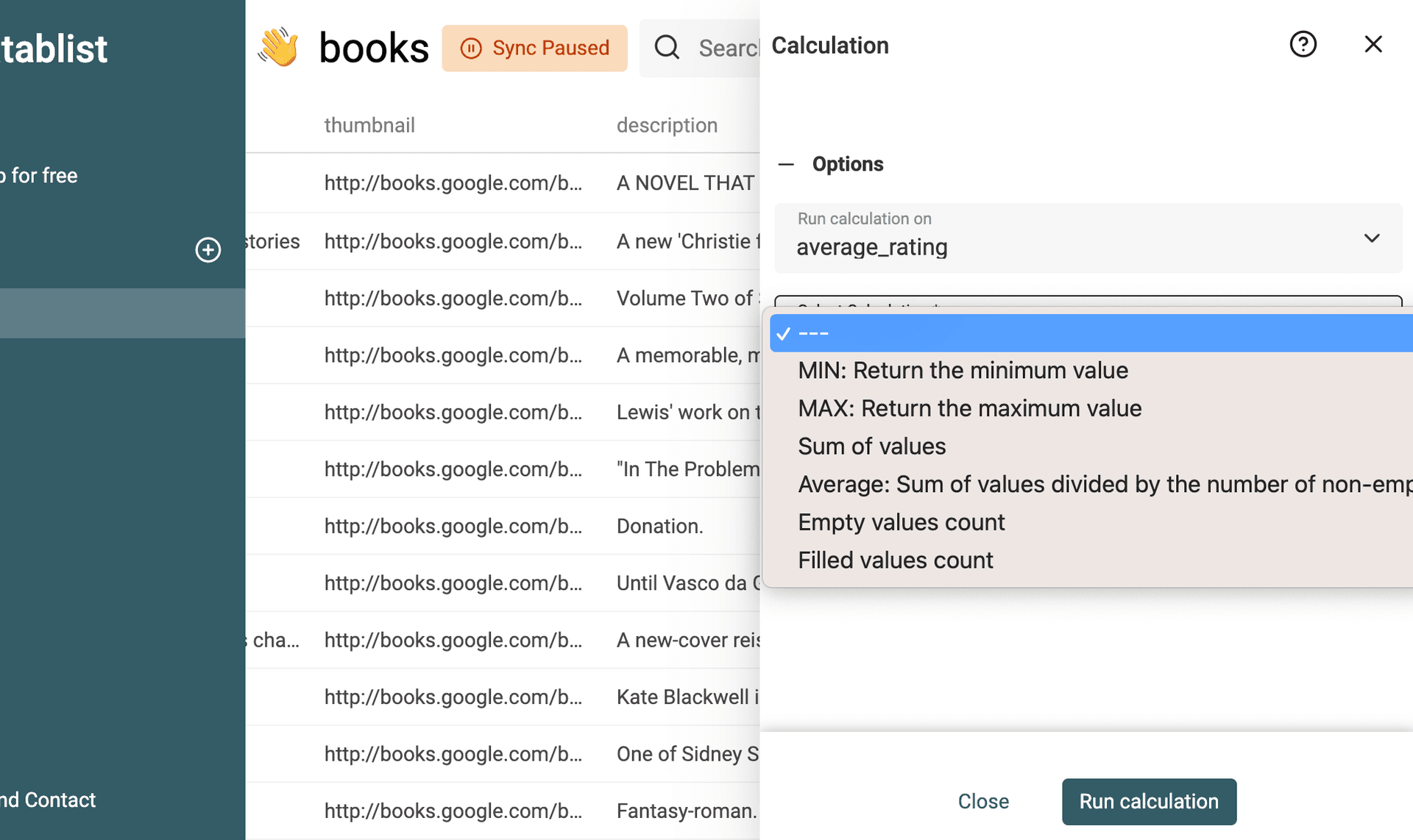 Select numeric calculation