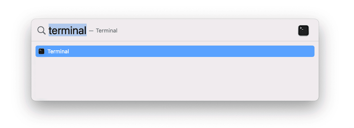 Open Terminal using Mac Spotlight