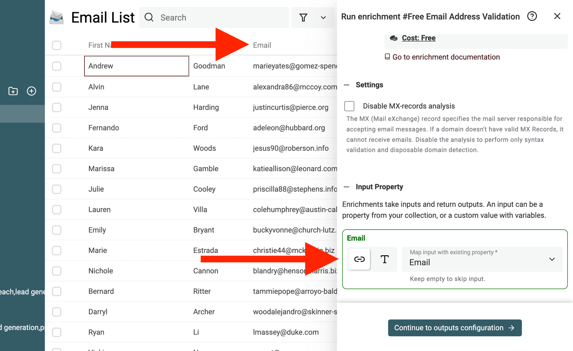 Map your email property