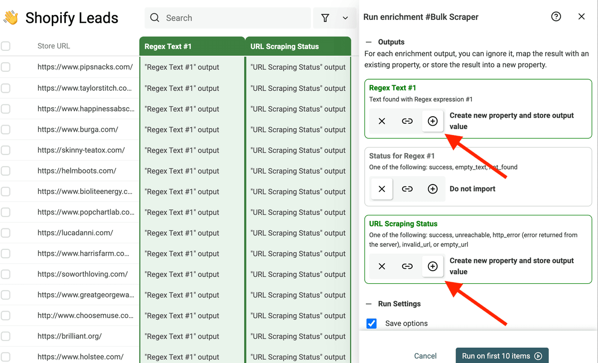 Configure Scraping Outputs