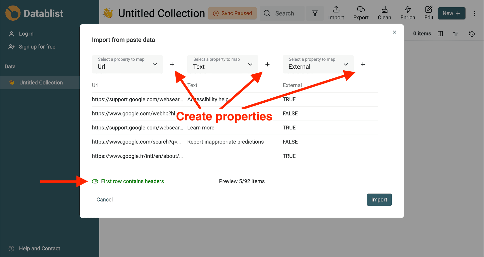 Copy-Paste results in Datablist
